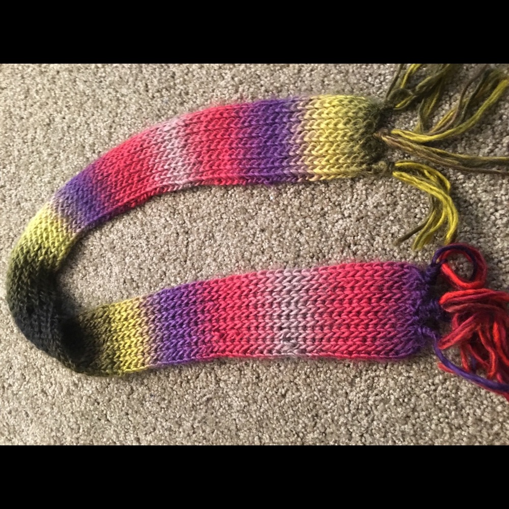 Colorful hand-knit scarf